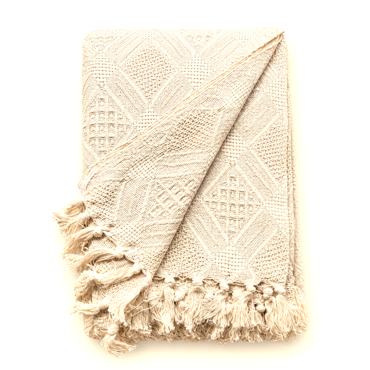90x100inch Jacquard Diamond Cotton Throw Rug